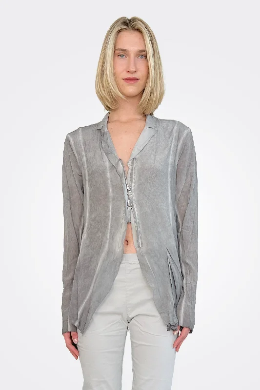Weekend Price Cuts Galore Jagged Silk Jacket - Coal Cloud 70%