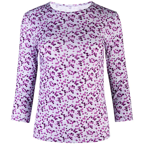 Weekend Savings Extravaganza 3/4 Sleeve Knit Tee in Water Dots Merlot/Lt Grey