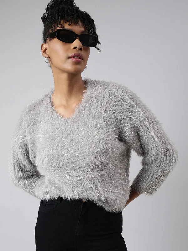 The Best Deal Women Grey Solid Top