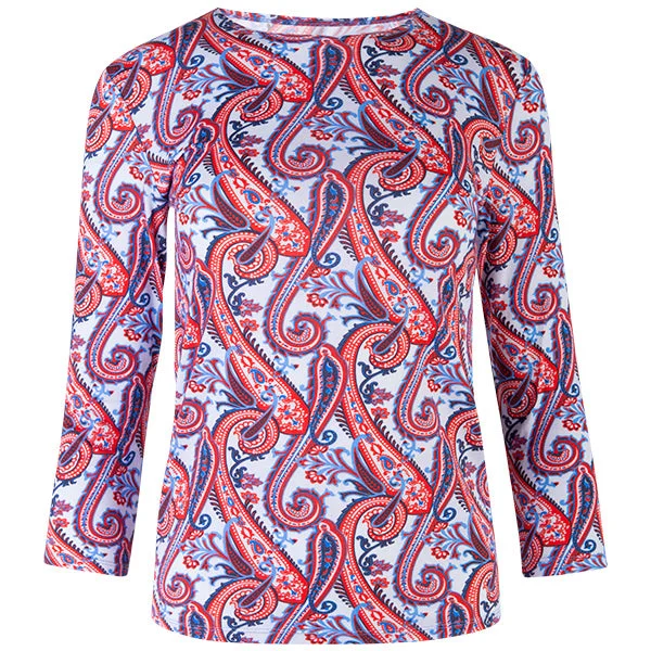 Weekend Price Cuts Galore Shaped Knit Tee in Patriotic Paisley