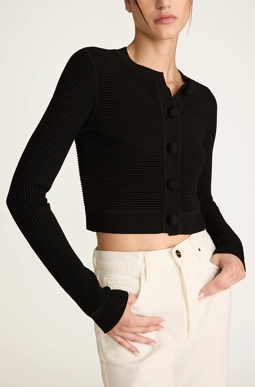 Stock Clearance Ottoman Cardigan - Black