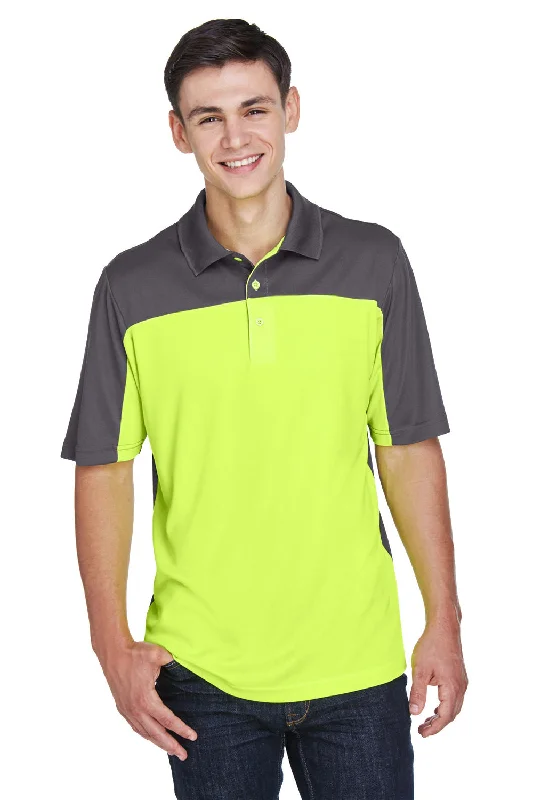 Can't Beat Core 365 Mens Balance Performance Moisture Wicking Short Sleeve Polo Shirt - Safety Yellow/Carbon Grey Can't Beat Core 365 Mens Balance Performance Moisture Wicking Short Sleeve Polo Shirt - Safety Yellow/Carbon Grey