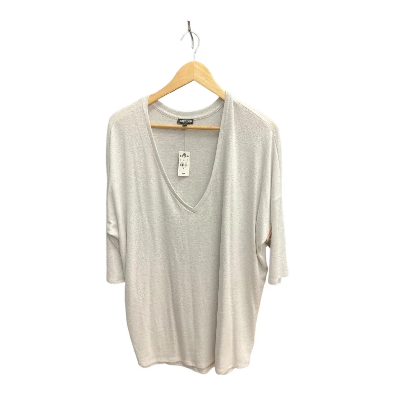 Half Price Top 3/4 Sleeve By Express In Grey, Size: Xl