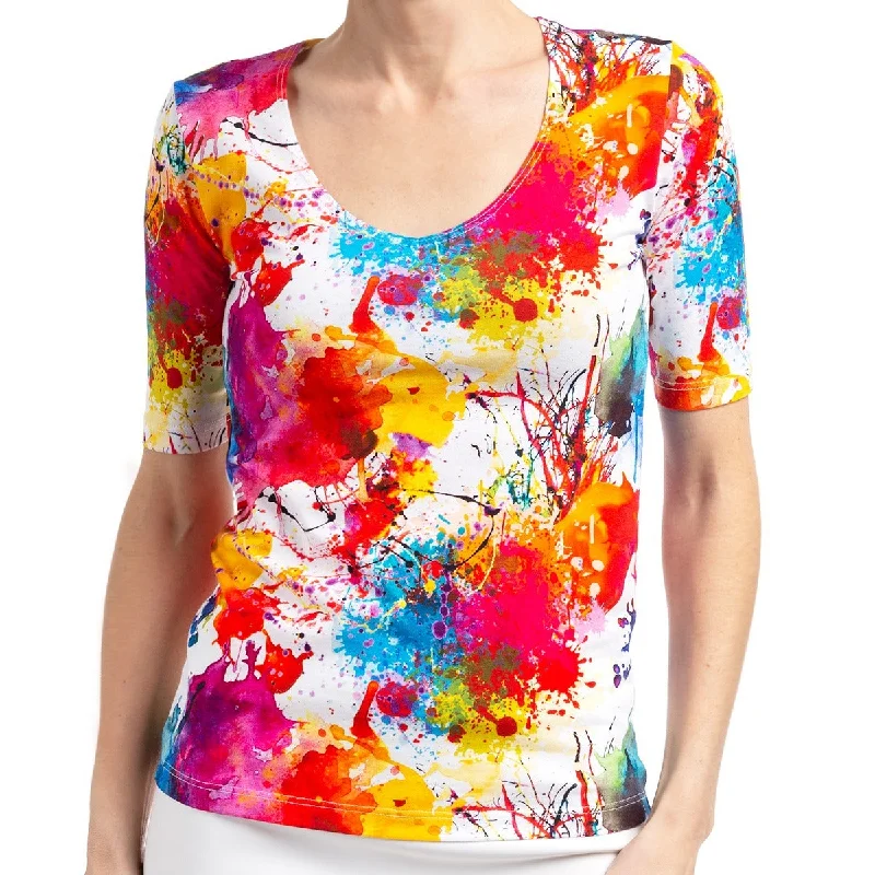 Shop the Weekend Away Bicep Sleeve V Neck in Paint Splash