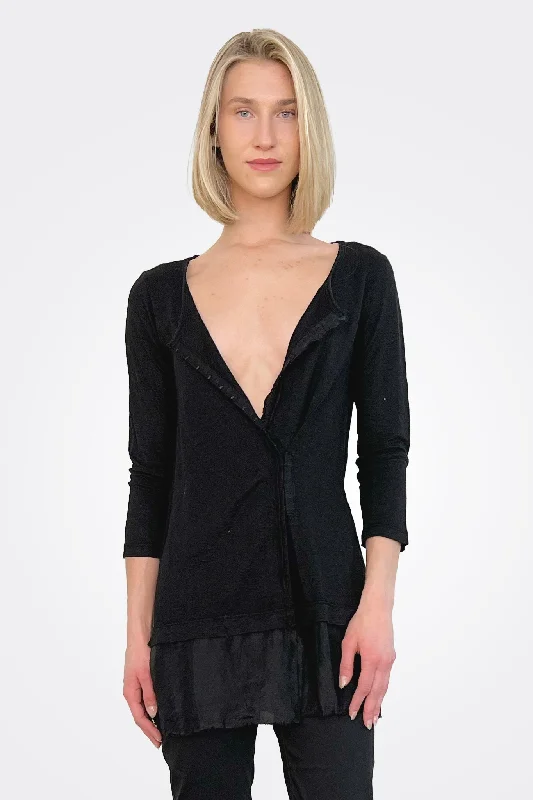 Weekend Deals That Excite Full Closure Neck Tee - Black