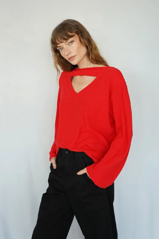 Deal of the Day Colette Waffle Top - High Risk Red