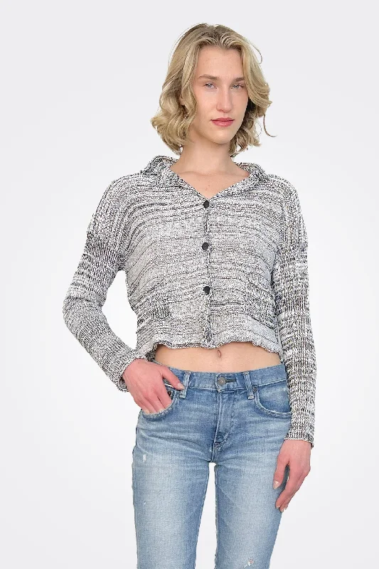 Extra Savings Tiger Crop Cardigan - White / Black