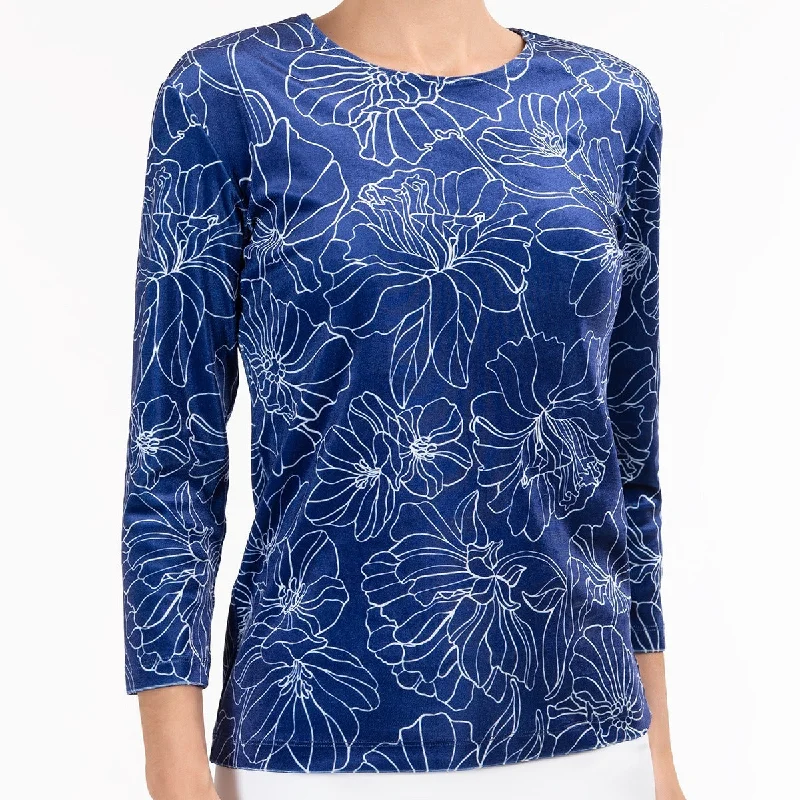 Weekend Discounts to Snag Velour Knit Shaped Tee in Fleurs de Nuit