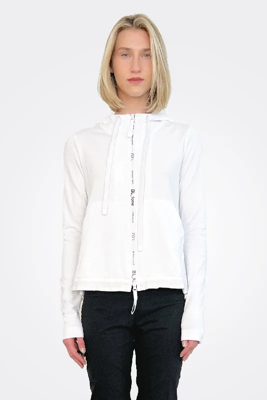 Weekend Discounts to Love Graphic Zip Hooded Jacket - White