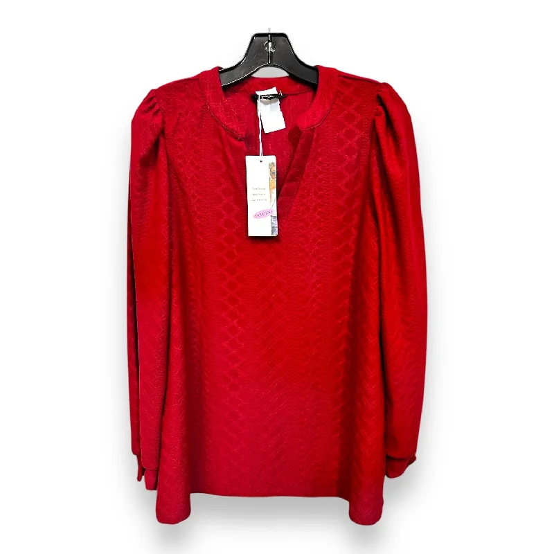 Weekend Savings Fiesta Top Long Sleeve By Cmf In Red, Size: S