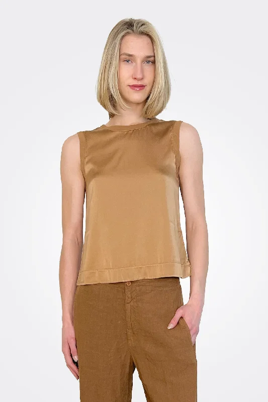 Weekend Bargains to Celebrate Stretch Silk Satin Tank - Rust