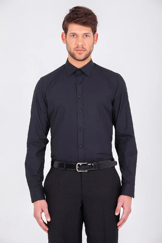 Mega Sale Slim Fit Cotton Black Dress Shirt