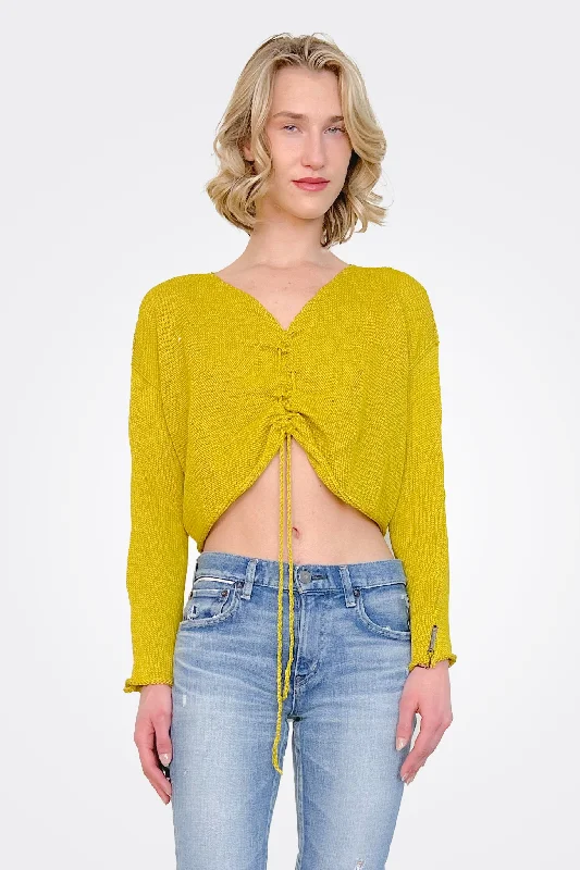 Value Pack Ruche Crop Pullover - Mustard