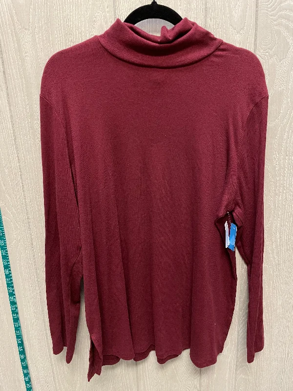 Weekend Offers That Amaze Top Long Sleeve By Lane Bryant In Maroon, Size: 1x