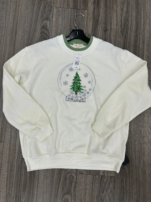 Weekend Deals That Please Sweatshirt Crewneck By Clothes Mentor In Green & White, Size: M
