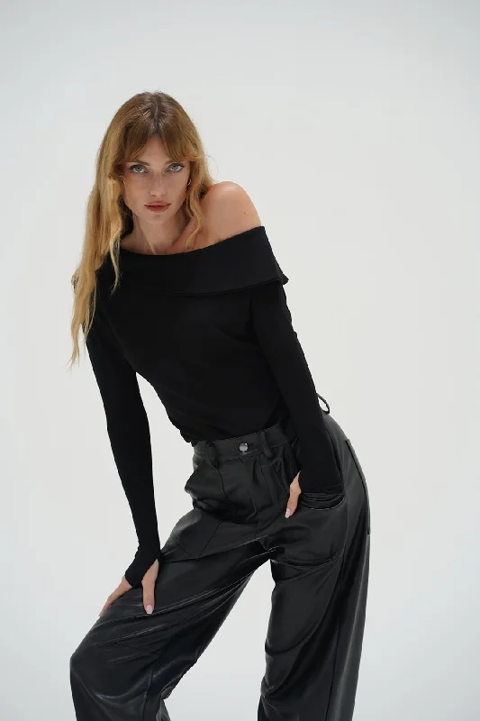 Weekend Savings Fiesta Penn Ribbed Top - Black