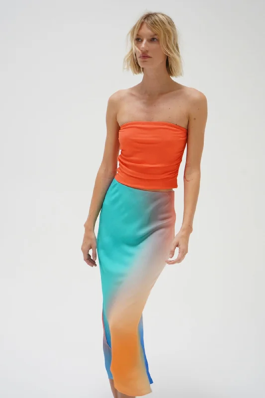 Weekend Deals That Excite Holly Ribbed Strapless Top - Summer Coral