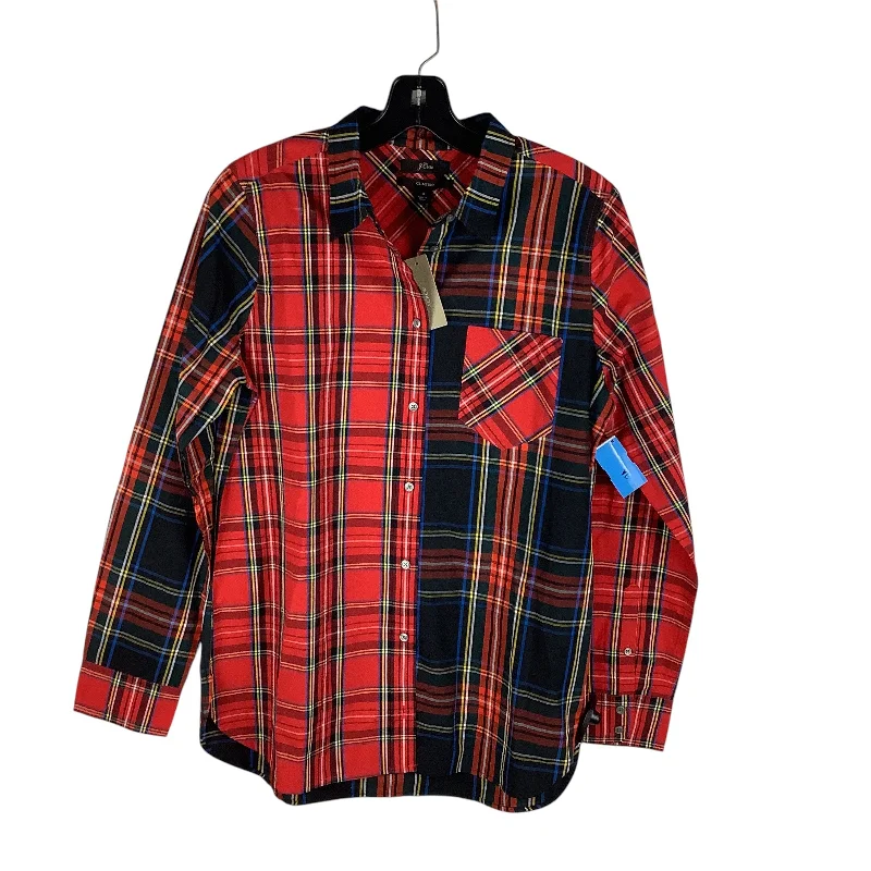 Weekend Specials to Grab Top Long Sleeve By J. Crew In Plaid Pattern, Size: 8
