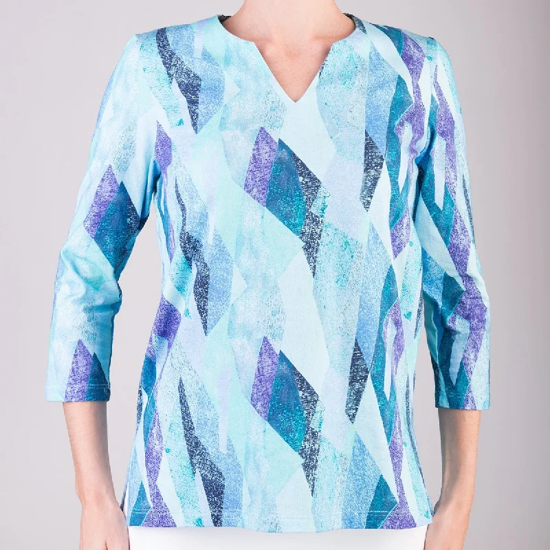 Mega Discount Split Neck Tunic in Vitrines Blue