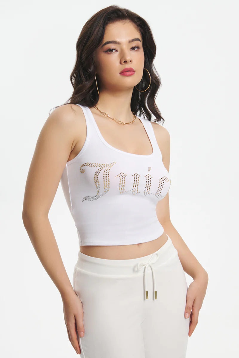 Weekend Bargains to Indulge In Ombre Bling Tank Top - White