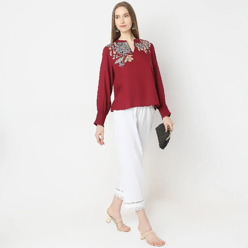 Weekend Deals That Thrill Regular Fit Embroidered Top