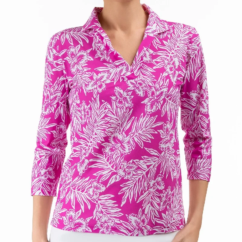 Stock Up Polo Collar SPF Shirt in Hawaiian Pink