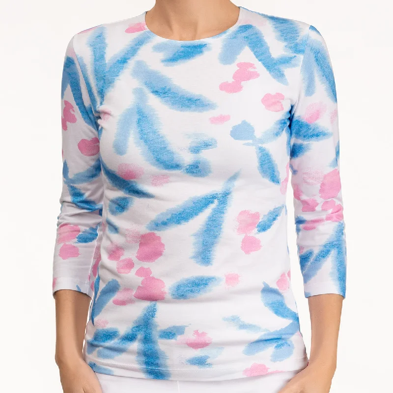 Weekend Deals That Dazzle 3/4 Sleeve Knit Tee in Ocean Breeze