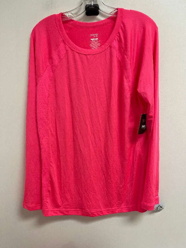 Weekend Savings Sensation Athletic Top Long Sleeve Collar By Danskin In Pink, Size: 2x