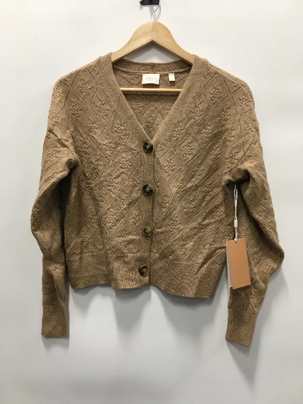 Weekend Savings Sensation Sweater Cardigan By Cyrus Knits In Tan, Size: Xs