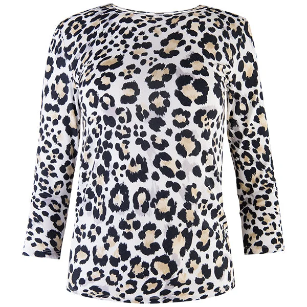 Weekend Special Shaped Knit Tee in Neutral Leopard