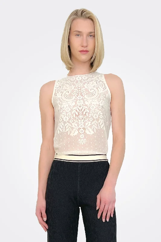 Weekend Bargains Galore Lace Tank - Ivory