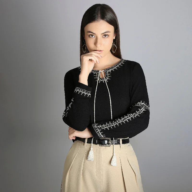 While Supplies Last Regular Fit Embroidered Top