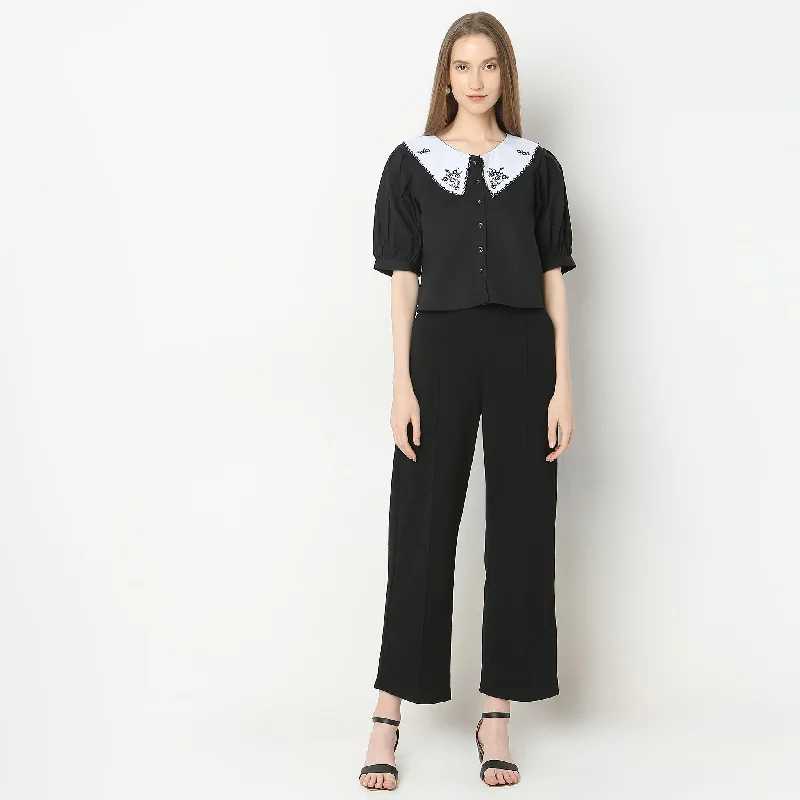 Extra Savings Regular Fit Embroidered Crop Top