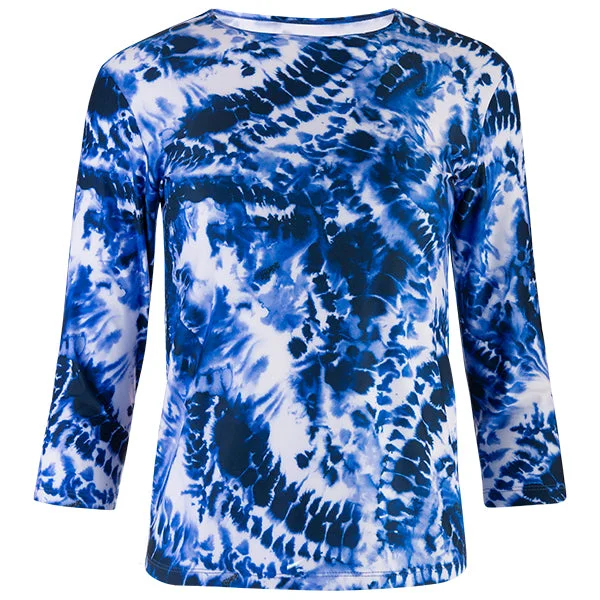 Weekend Deals That Dazzle Shaped Knit Tee in Admiral Tie Dye
