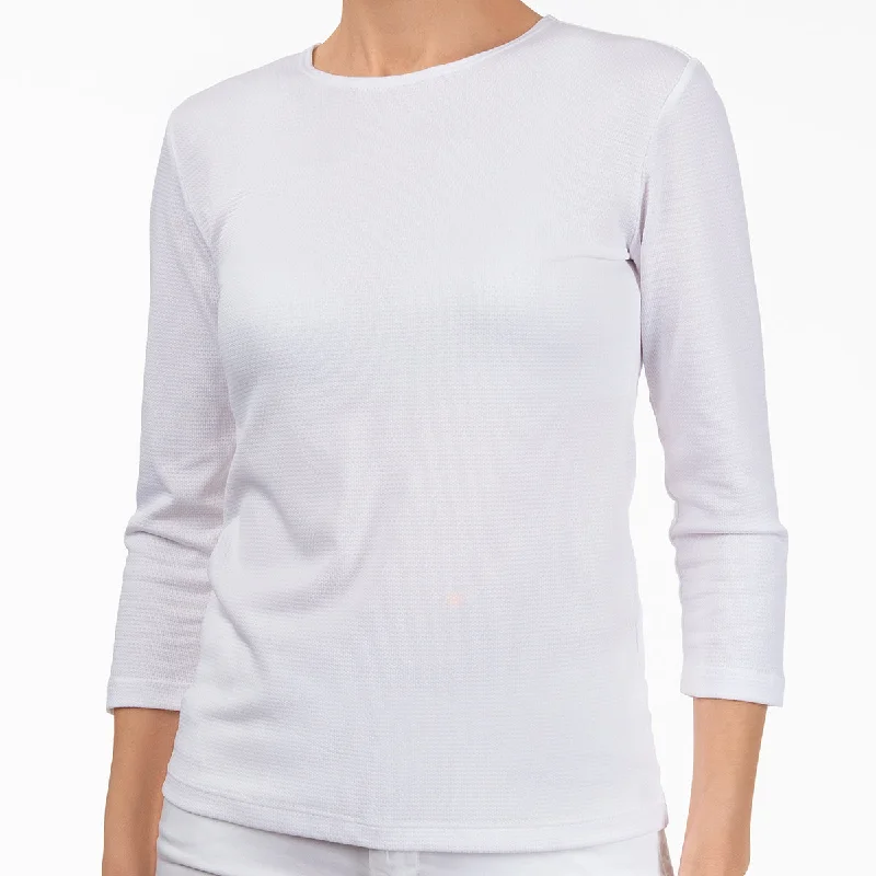 Shop the Weekend Away Pique Shaped Knit Tee in White