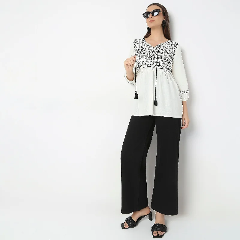 Weekend Savings Bonanza Regular Fit Embroidered Top