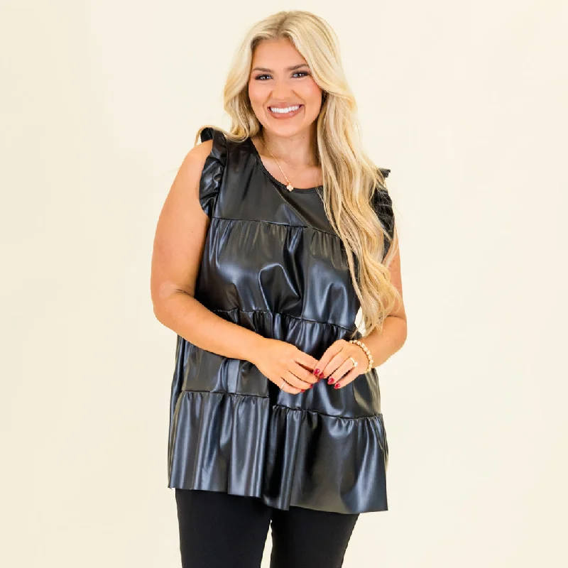 Weekend Bargains to Cherish Flirty Fun Top, Black