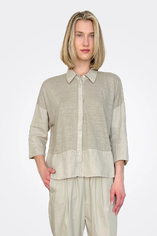 Weekend Discounts Worth Grabbing Linen Jersey Shirt - Pearl Grey