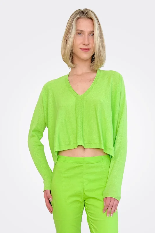 Weekend Specials Just for You Asymmetric Knit Pullover - Lime