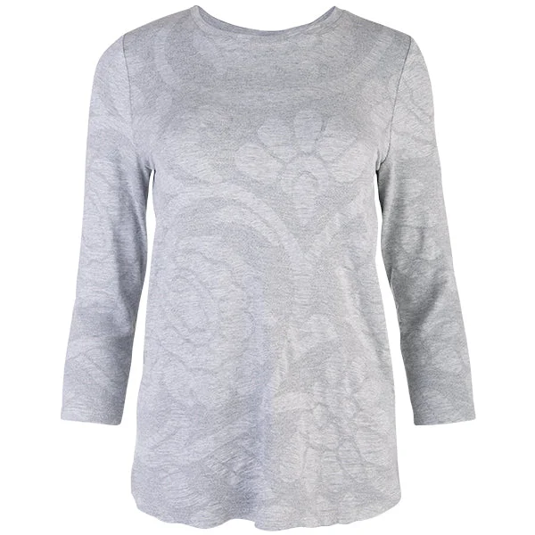 Weekend Offers That Amaze 3/4 Sleeve Relaxed Tee in Light Grey