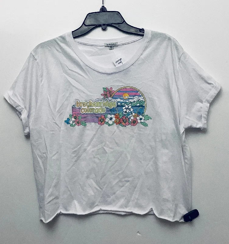 Deal of the Day Top Short Sleeve Basic By Clothes Mentor In White, Size: L