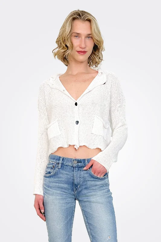 Weekend Offers That Dazzle Tiger Crop Cardigan - White