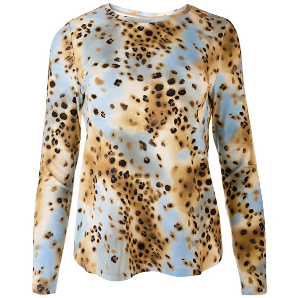 Weekend Savings Galore Yoke Relaxed Fit Tee in Leopard Turquoise