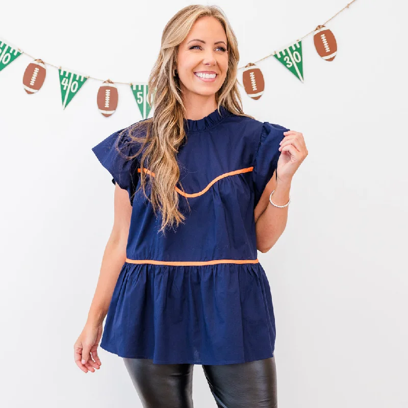 Steals and Deals All The Spirit Top, Navy-Orange