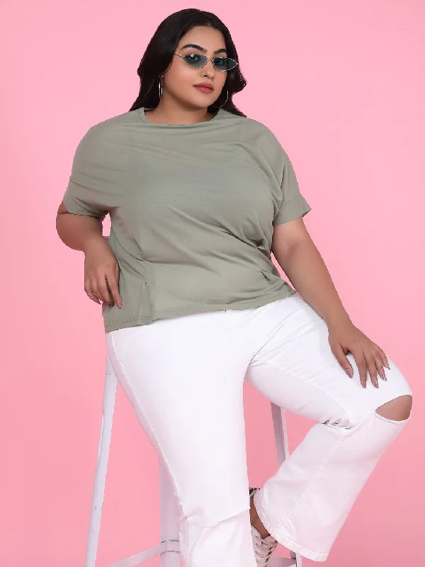 Celebrate the Weekend with Discounts Women's Green Solid Top