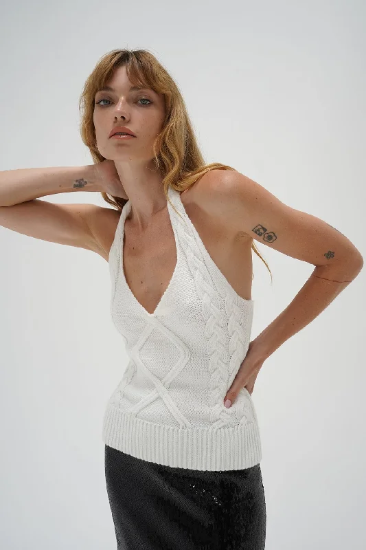 Reduced Price Hollis Cable Knit Halter Top - Ivory