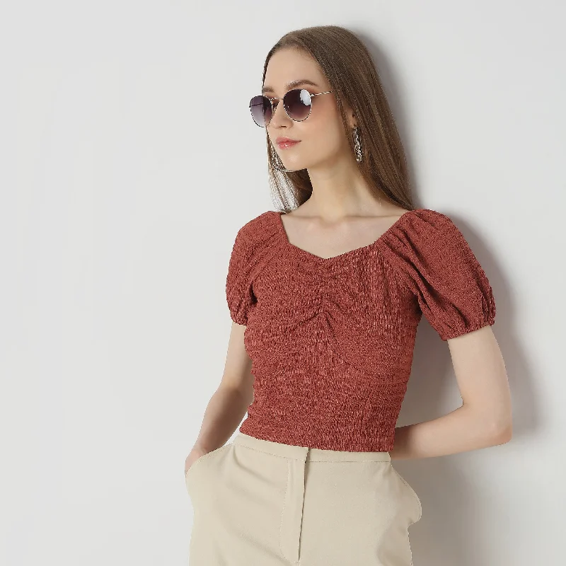 Weekend Offers That Please Slim Fit Solid Top
