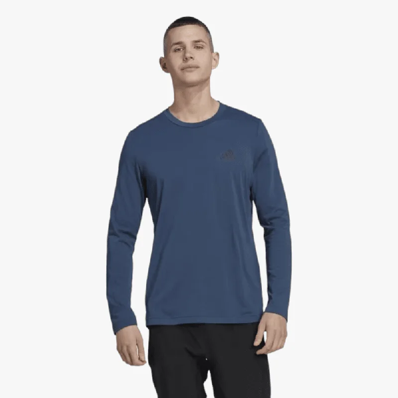 Deal Frenzy adidas Aeroready Designed 2 Move Feelready Sport Long Sleeve Tee Crew Navy
