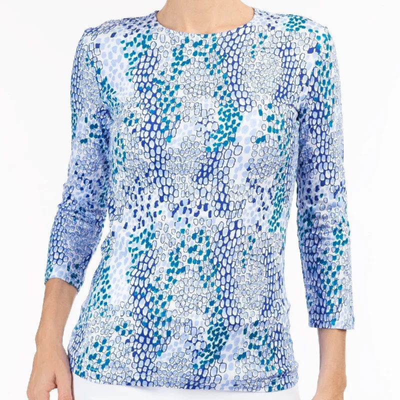 Hurry In 3/4 Sleeve Knit Tee in Blue Reflection