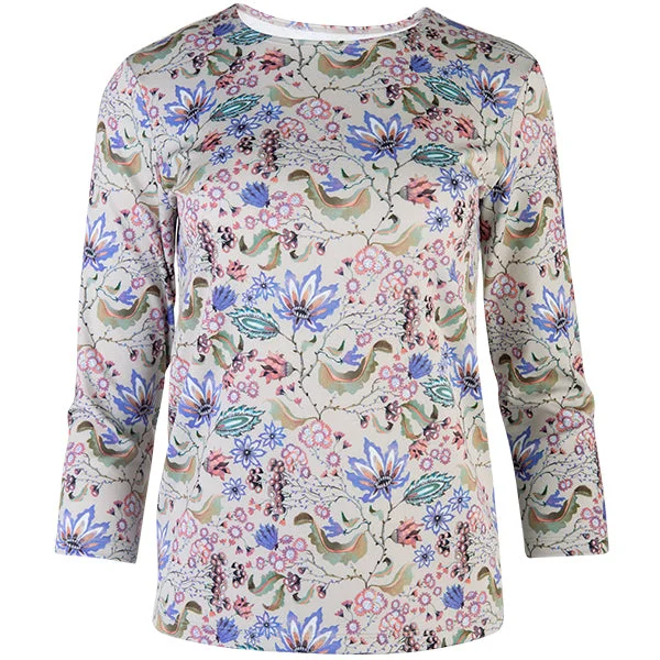Weekend Offers That Thrill Shaped Knit Tee in Fantasy Botanical